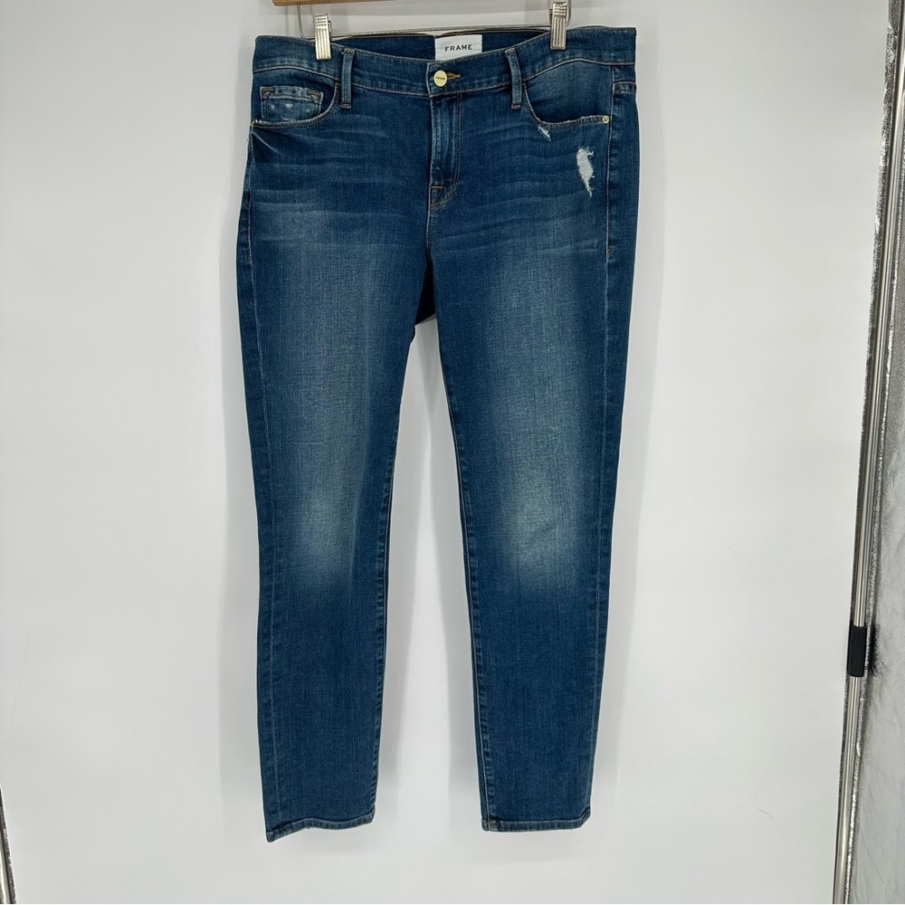 Frame Le Garçon Boyfriend Fit Medium Wash Jeans Sz 28
